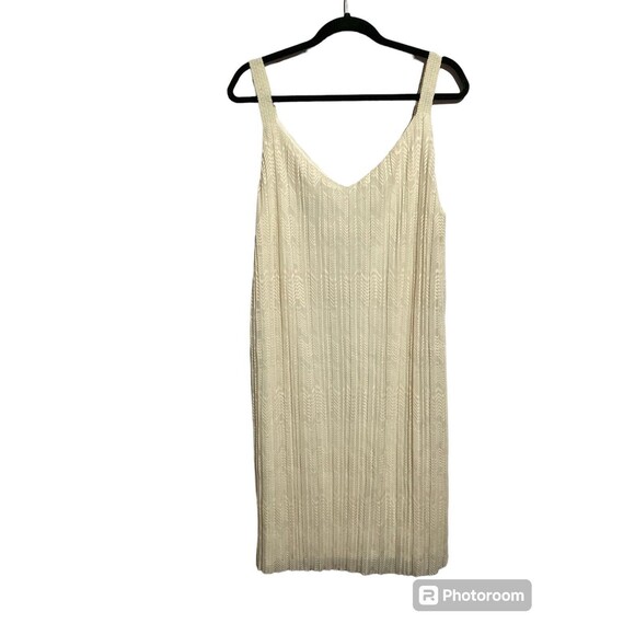 Meadow Rue NWT Sleeveless Prespa Ivory Shift Knee Length Dress 14 V-Neck Lace - Picture 1 of 6